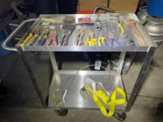 Assorted Hand Tools & Stainless Steel Cart