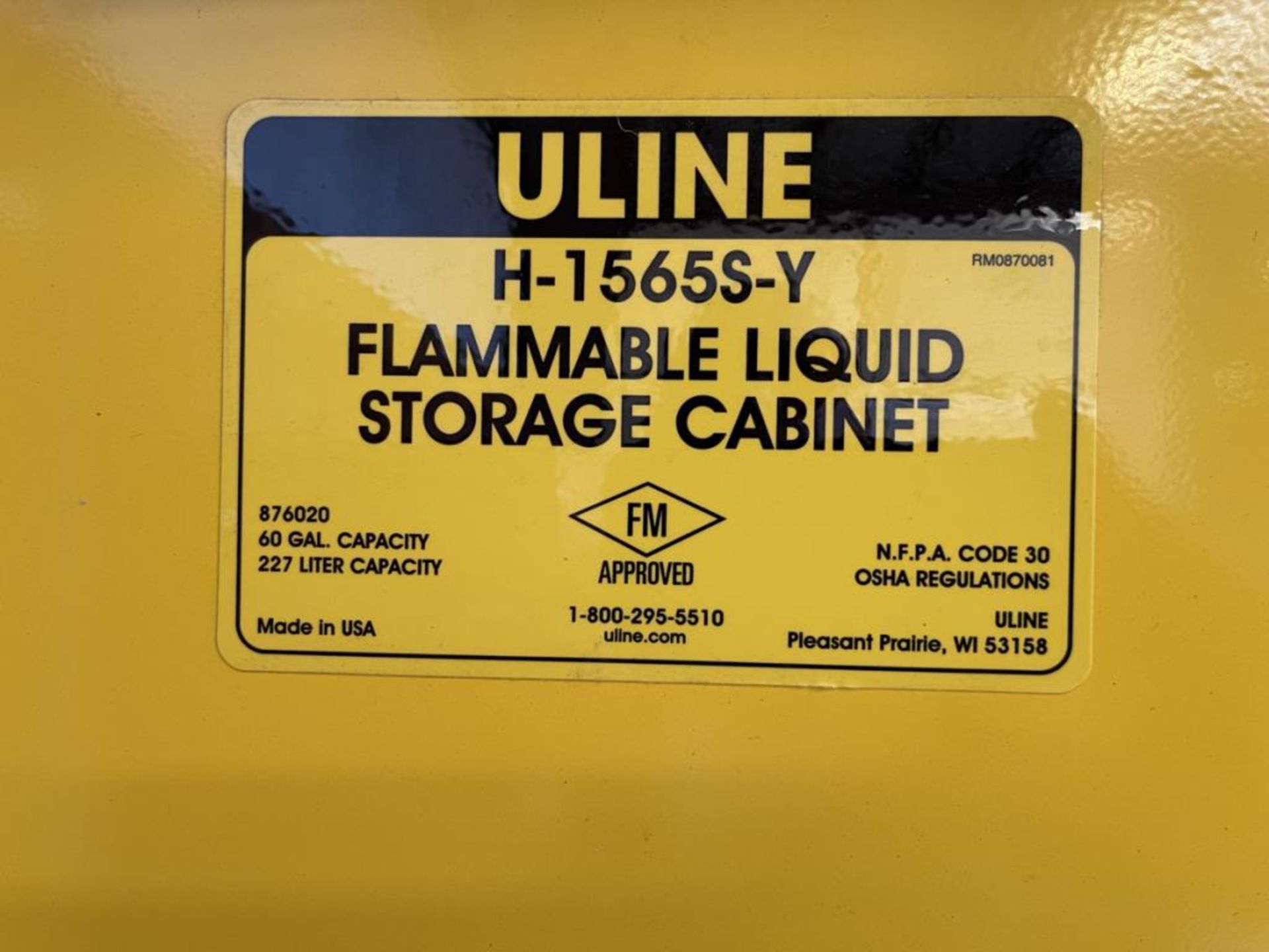 Uline Flammable Liquid Storage Cabinet - Image 2 of 2