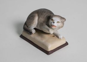 GARDNER’S PORCELAIN SCULPTURE ‘A SCAREDY CAT’ Moscow, The Gardner porcelain factory, circa 1870-1890