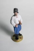 GARDNER’S PORCELAIN SCULPTURE ‘MALOROSS WITH A PIPE’ SERIES ‘PEOPLES OF RUSSIA’ Moscow, The Gardner