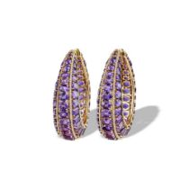 AMETHYST AND DIAMOND HOOP EARRINGS