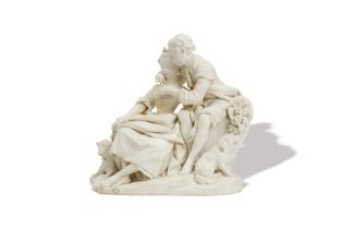 BISCUIT SCULPTURAL GROUP 'THE FLUTE LESSON’ Based on the original by Étienne Maurice Falconet (1716