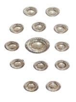 TIFFANY SET OF 13 SILVER CAVIAR SERVING PLATES, 1907-1947