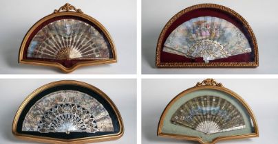 LOT OF FOUR FANS, 19TH CENTURY