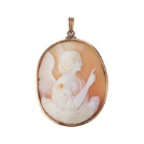 VINTAGE GOLD AND CAMEO PENDANT WITH ANGEL