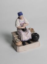 GARDNER’S PORCELAIN SCULPTURE ‘A PEASANT WOMAN CHURNING BUTTER’ Moscow, The Gardner porcelain factor