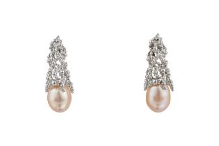 GILBERT ALBERT WHITE GOLD AND PEARL EARRINGS