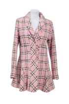 CHANEL BY KARL LAGERFELD CIRCA 1996 Vintage pink check jacket / summer coat