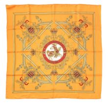 HERMÈS 'Deo Juvante Monaco' 90 cm silk scarf