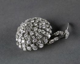 GOLD, PLATINUM AND DIAMOND FLOWER BROOCH