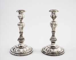 PAIR OF SILVER CANDLESTICKS Russia, Moscow, assay master’s mark Kovalsky A.A., mark of Wiberg Yakov,