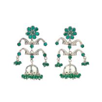 CRYSOPRASE AND SILVER GIRANDOLE EARRINGS