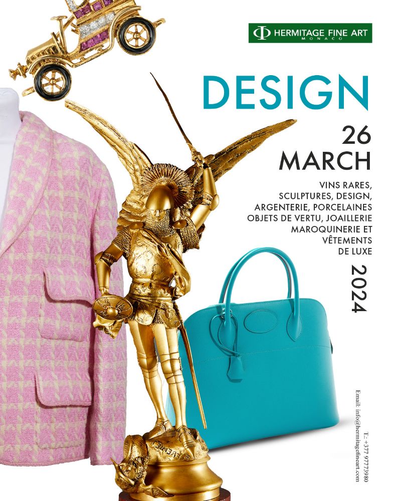 Design, Jewellery, Handbags & Fashion (Chanel & Hermès), Rare Wines, Sculptures, Art Nouveau, Silver, Porcelain, Objets of Vertu