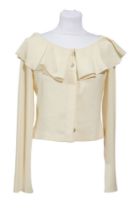 CHANEL BY KARL LAGERFELD FALL 2000 Ivory cream blouse with ruffles