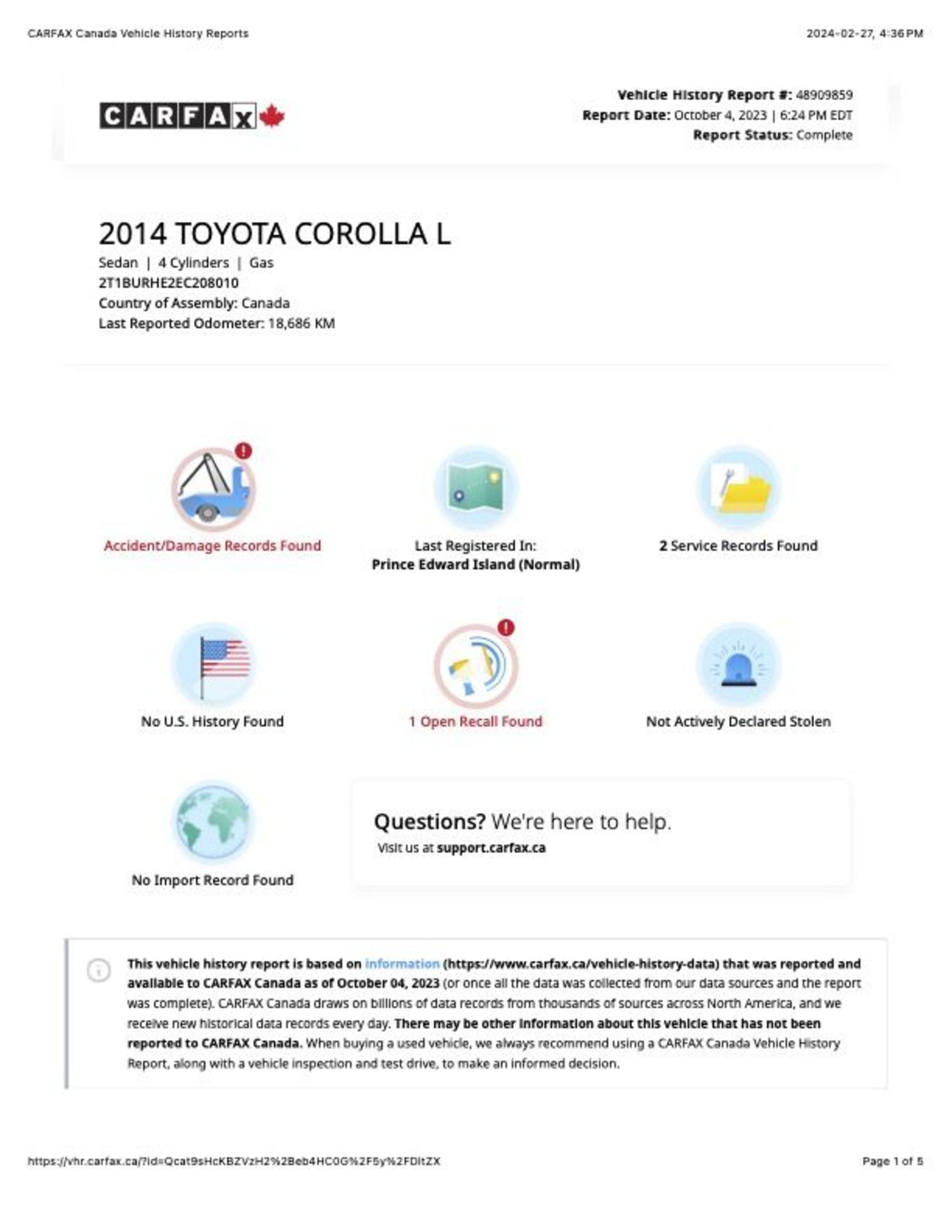 2014 TOYOTA COROLLA - Image 9 of 16