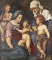 HEILIGE FAMILIE MIT MARIA UND DEM KIND, DEM JOHANNESKNABEN, DER HEILIGEN ELISABETH UND ZWEI ENGELN