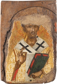 SEHR FEINE BYZANTINISCHE IKONE MIT DEM HEILIGEN JOHANNES CHRYSOSTOMUS - Image 2 of 4