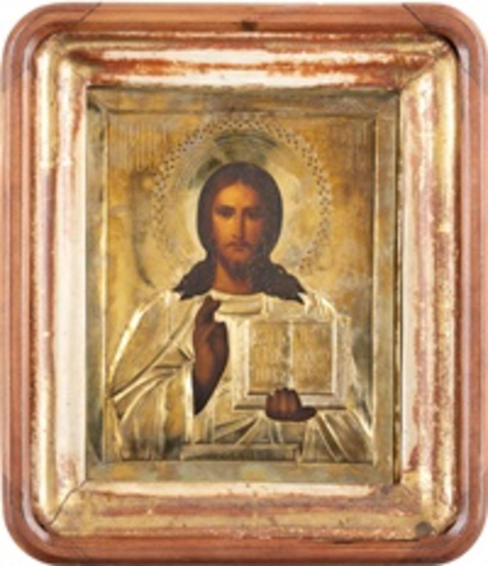 IKONE MIT CHRISTUS PANTOKRATOR MIT OKLAD IM KIOT  - Bild 2 aus 3