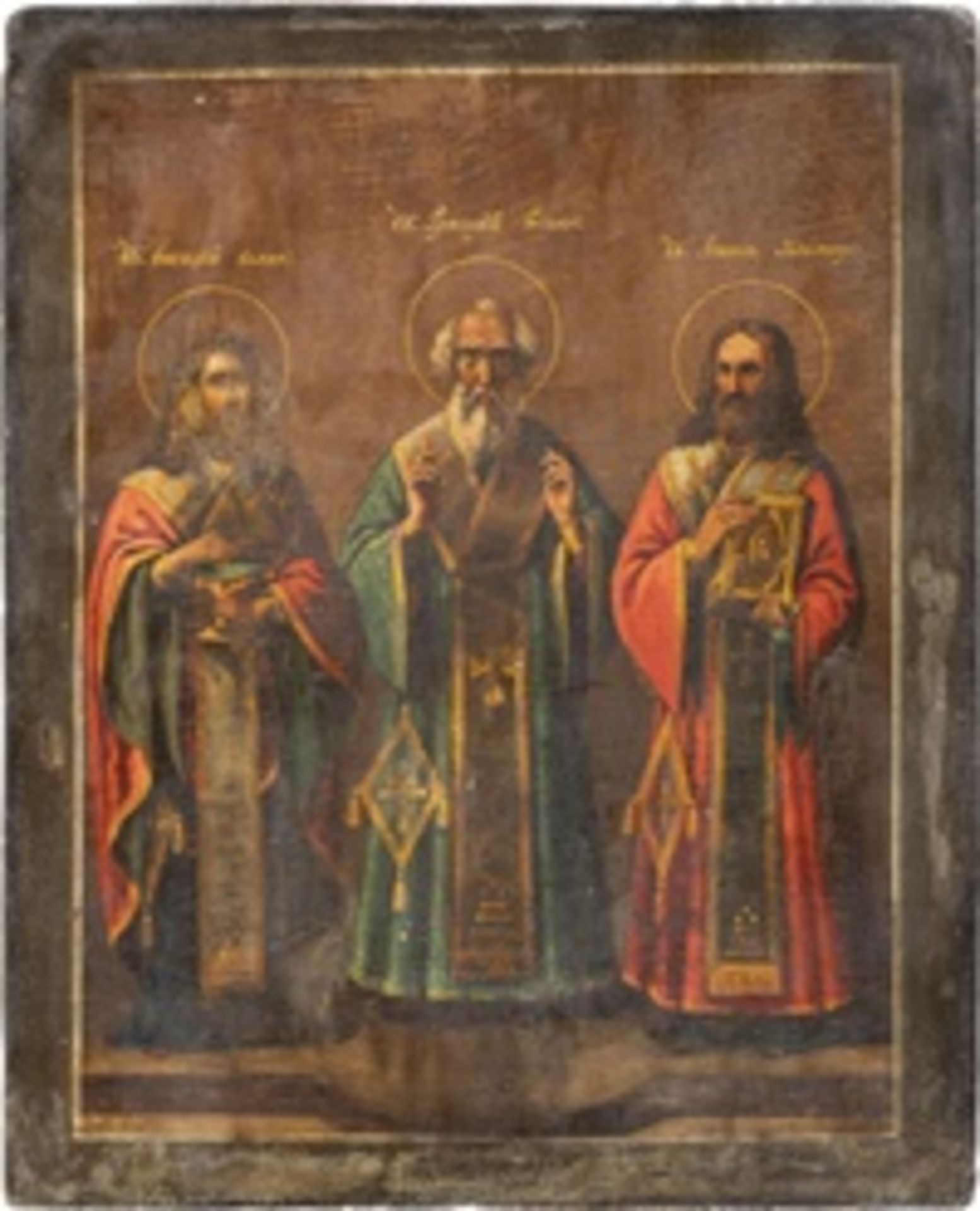 IKONE MIT DEN DREI HIERARCHEN BASILIUS DEM GROSSEN, GREGOR DEM THEOLOGEN UND JOHANNES CHRYSOSTOMUS  - Bild 2 aus 3