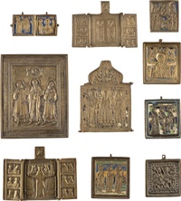 SAMMLUNG VON ZEHN BRONZE-IKONEN: DEESIS UND AUSGEWÄHLTE PATRONATS-HEILIGE - Image 2 of 3