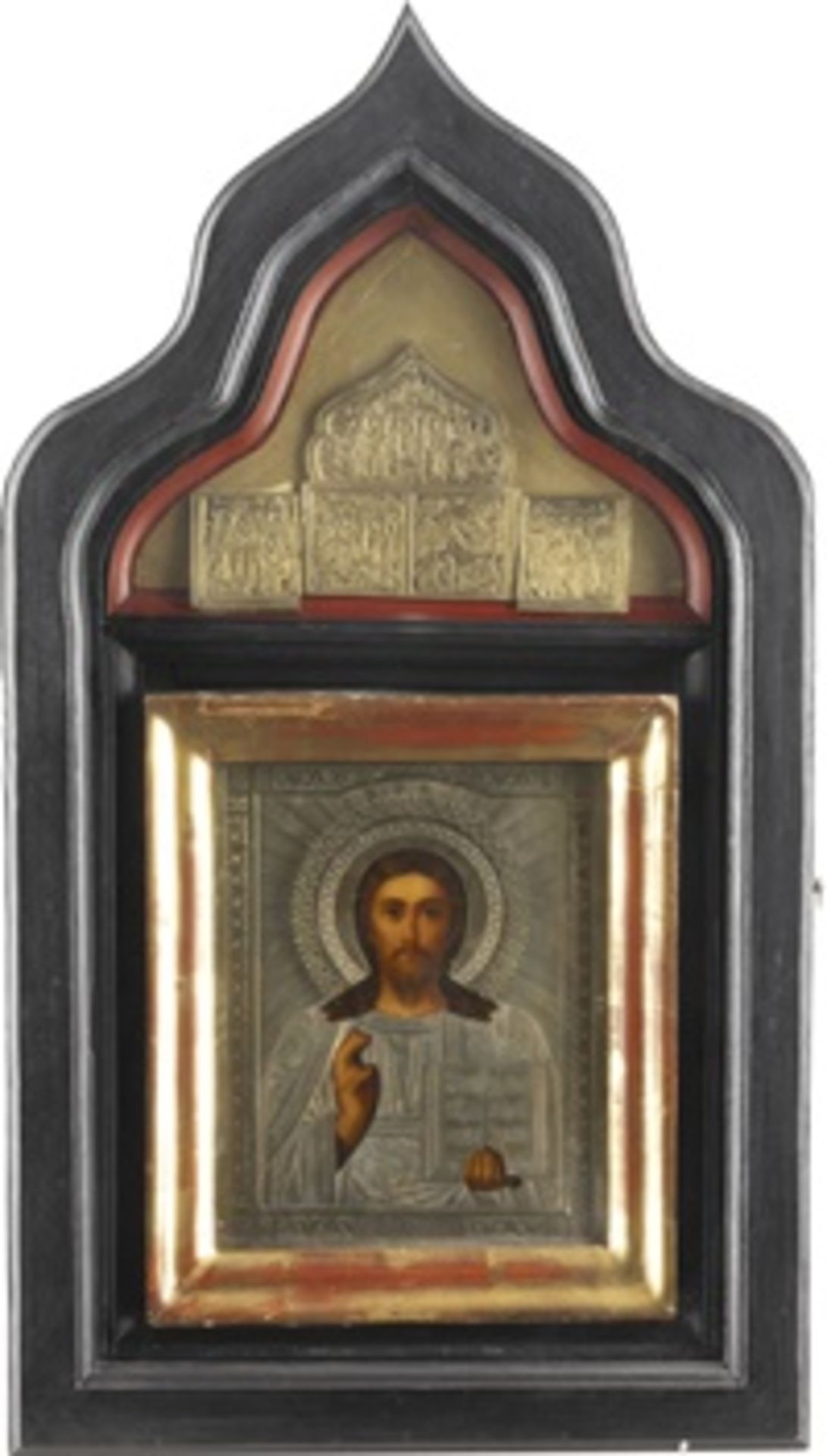 IKONE MIT CHRISTUS PANTOKRATOR MIT OKLAD IM KIOT  - Bild 2 aus 3