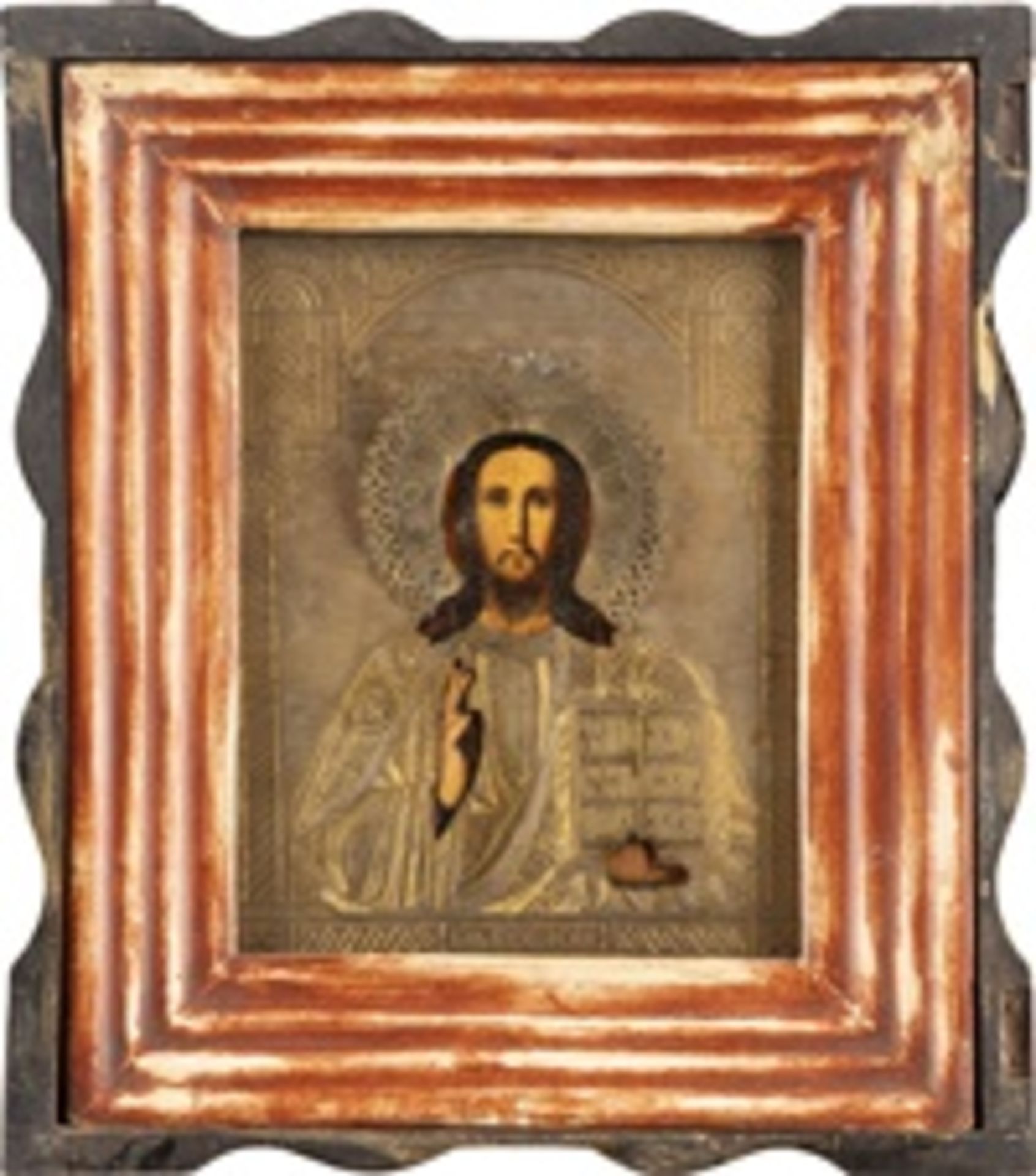 IKONE MIT CHRISTUS PANTOKRATOR MIT OKLAD IM KIOT  - Bild 2 aus 3