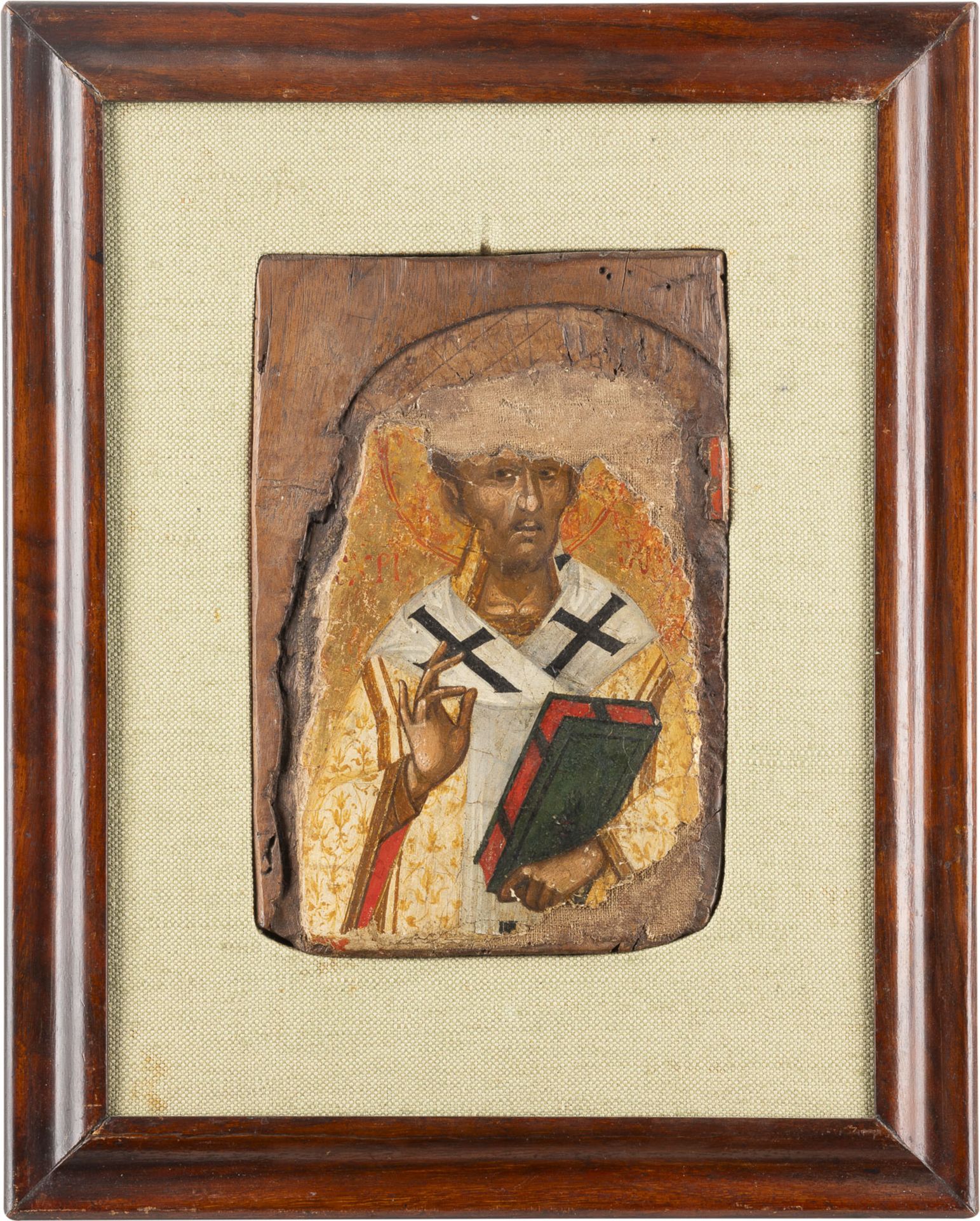 SEHR FEINE BYZANTINISCHE IKONE MIT DEM HEILIGEN JOHANNES CHRYSOSTOMUS  - Bild 4 aus 4