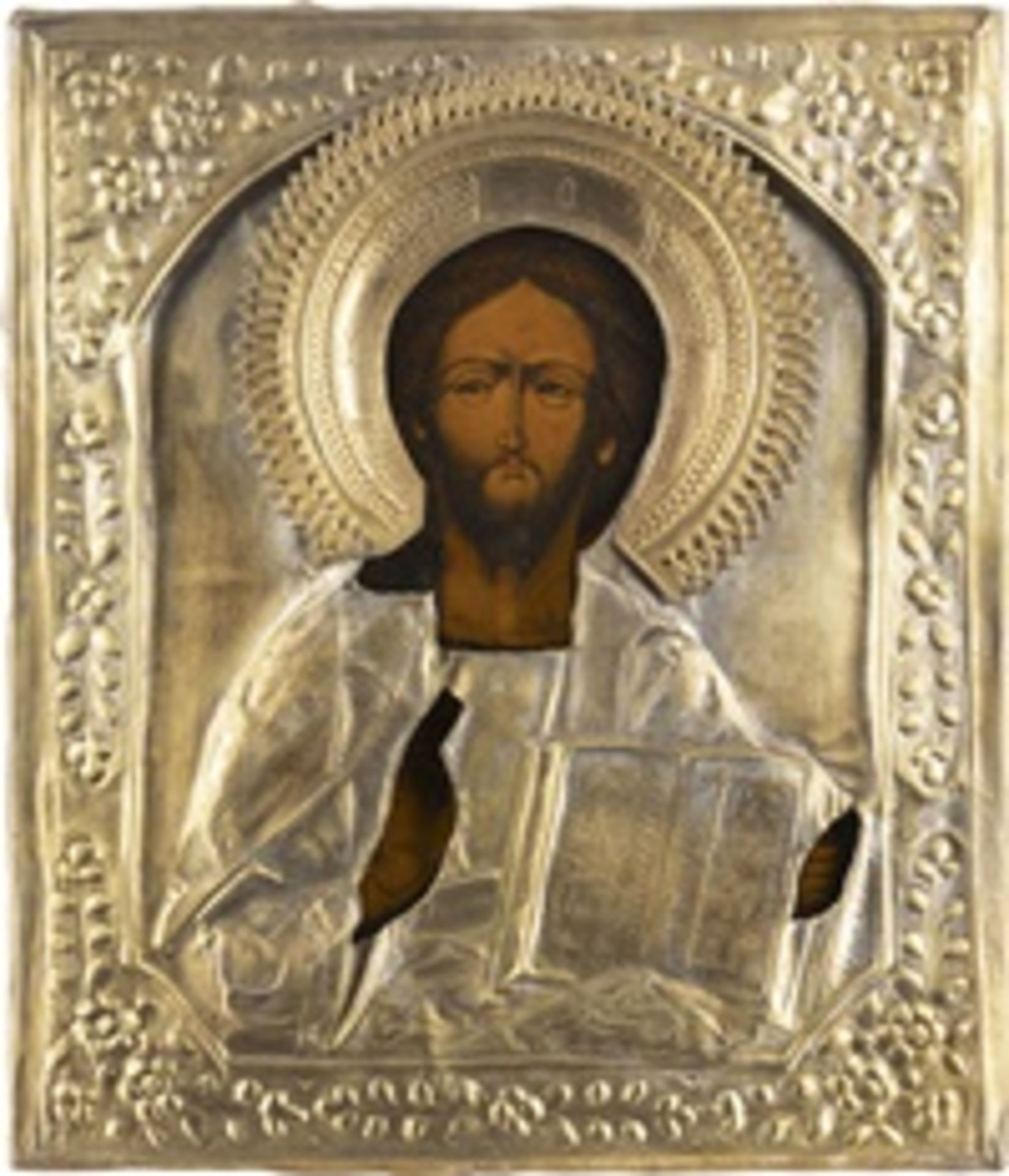 IKONE MIT CHRISTUS PANTOKRATOR MIT OKLAD  - Bild 2 aus 3