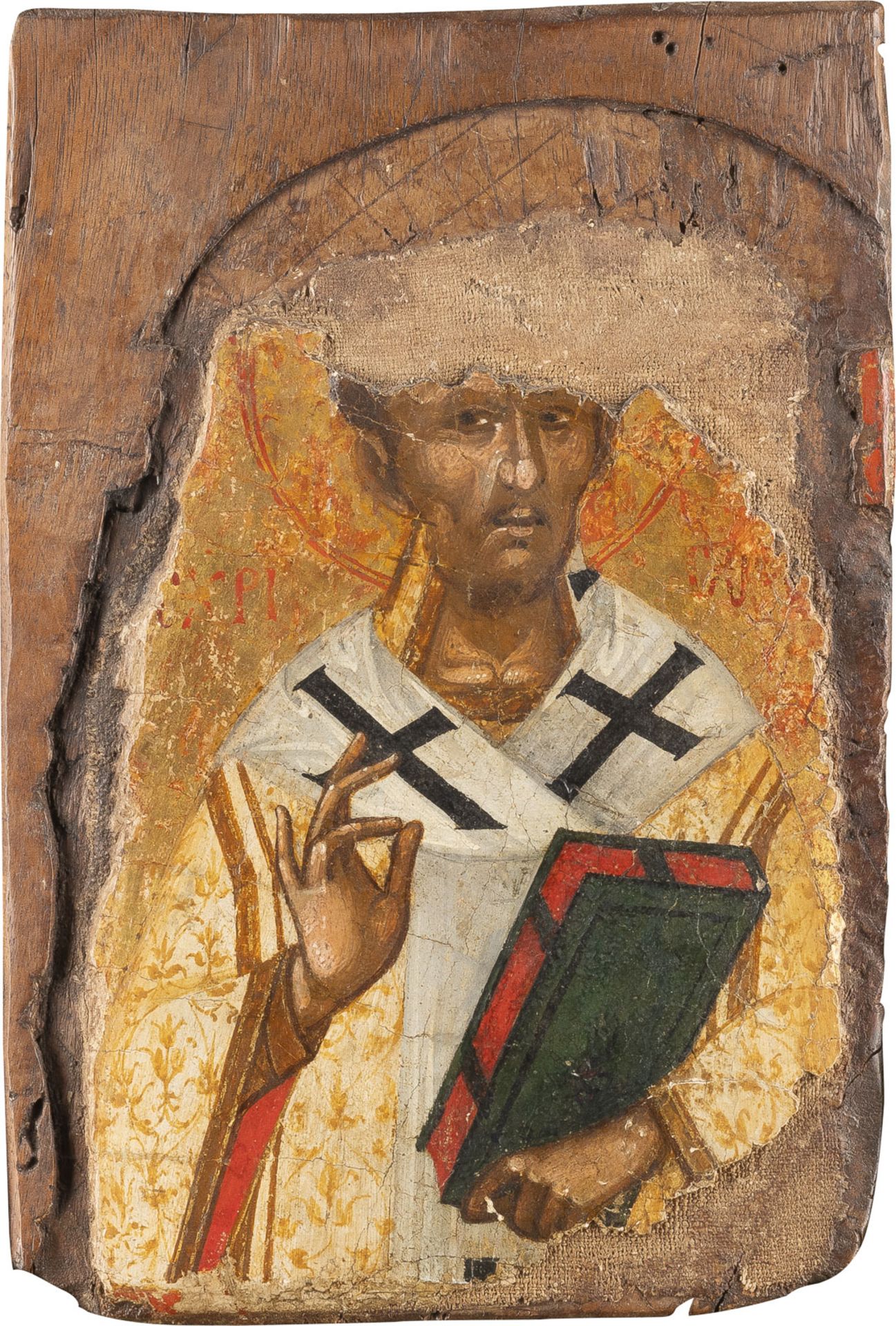 SEHR FEINE BYZANTINISCHE IKONE MIT DEM HEILIGEN JOHANNES CHRYSOSTOMUS  - Bild 3 aus 4