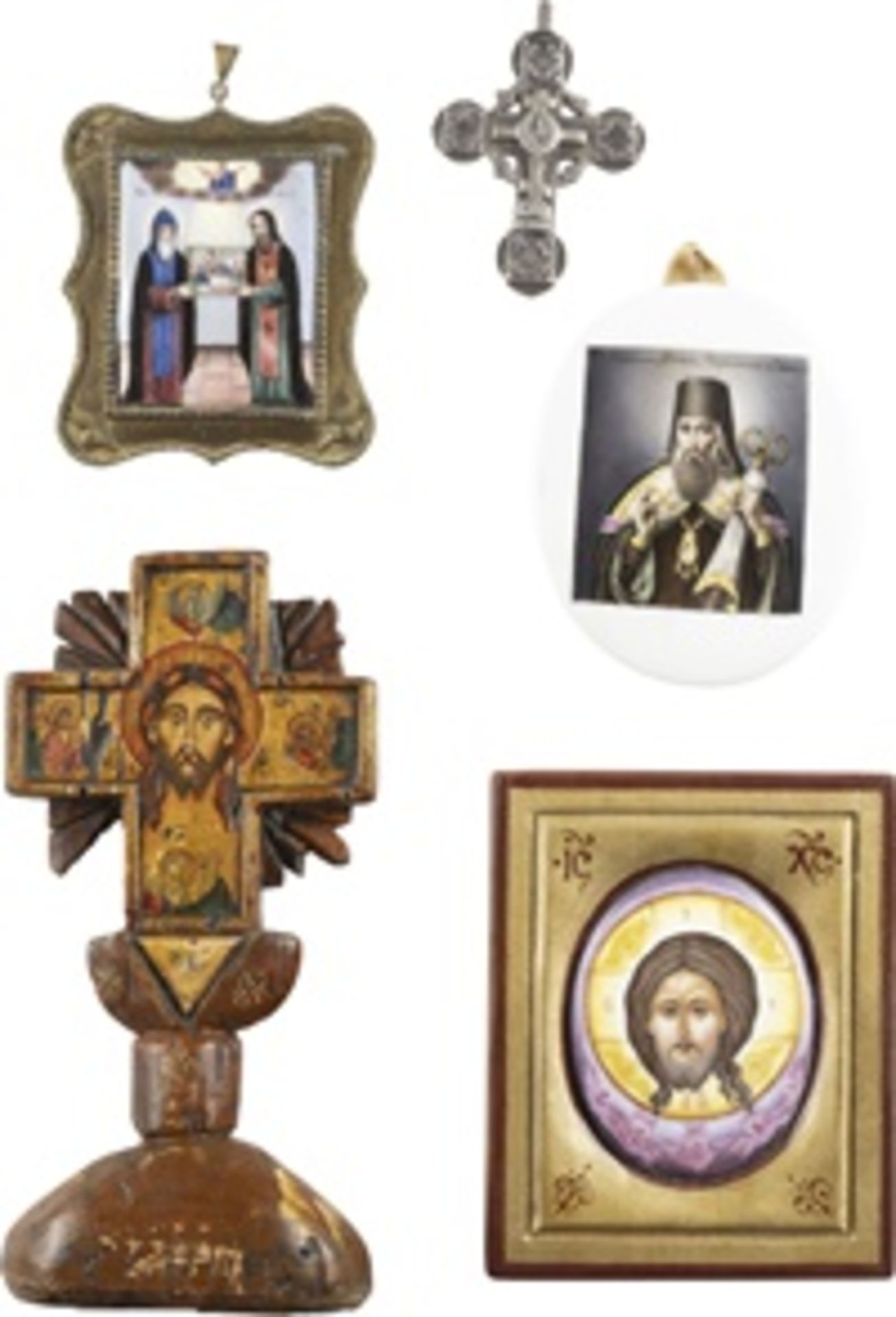 SAMMLUNG VON FÜNF RELIGIÖSEN OBJEKTEN MIT DEM MANDYLION UND AUSGEWÄHLTEN HEILIGEN - Image 2 of 3