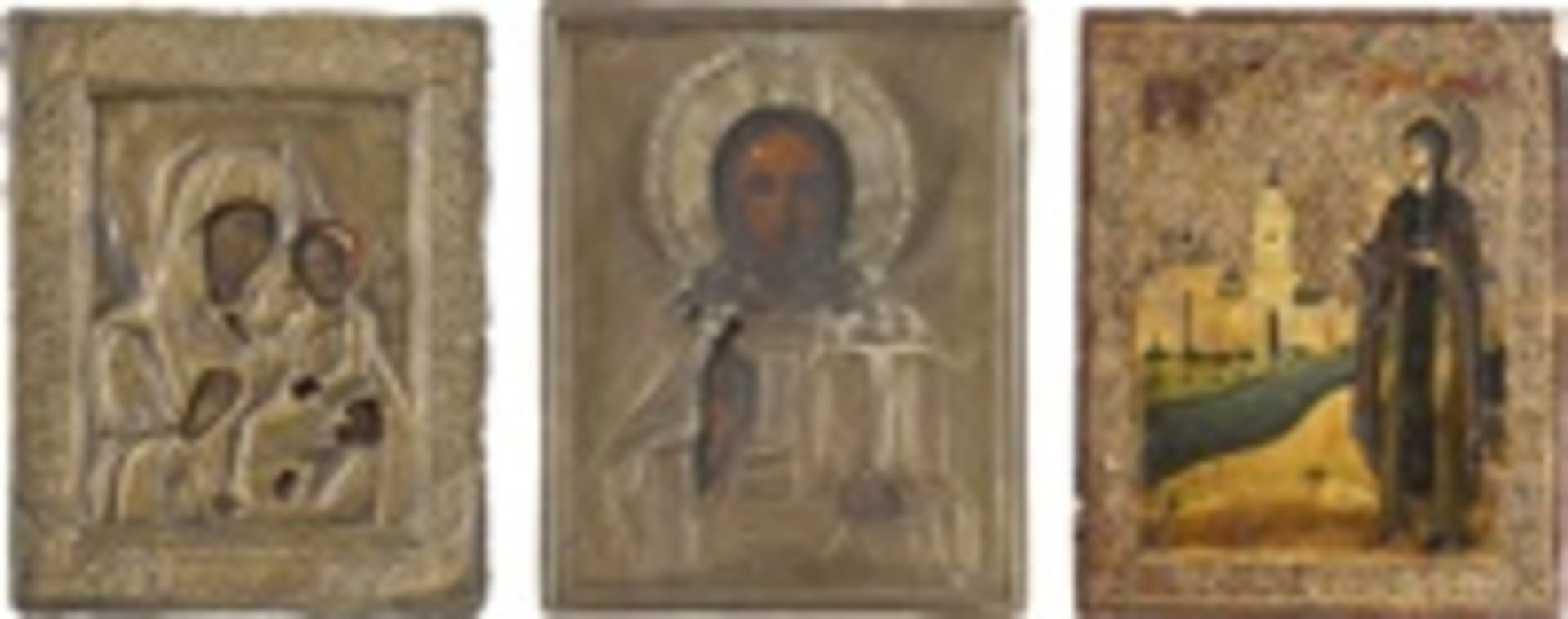 DREI IKONEN: GOTTESMUTTER TICHWINSKAJA, CHRISTUS PANTOKRATOR UND HEILIGE ANNA VON KASCHIN - Image 2 of 3