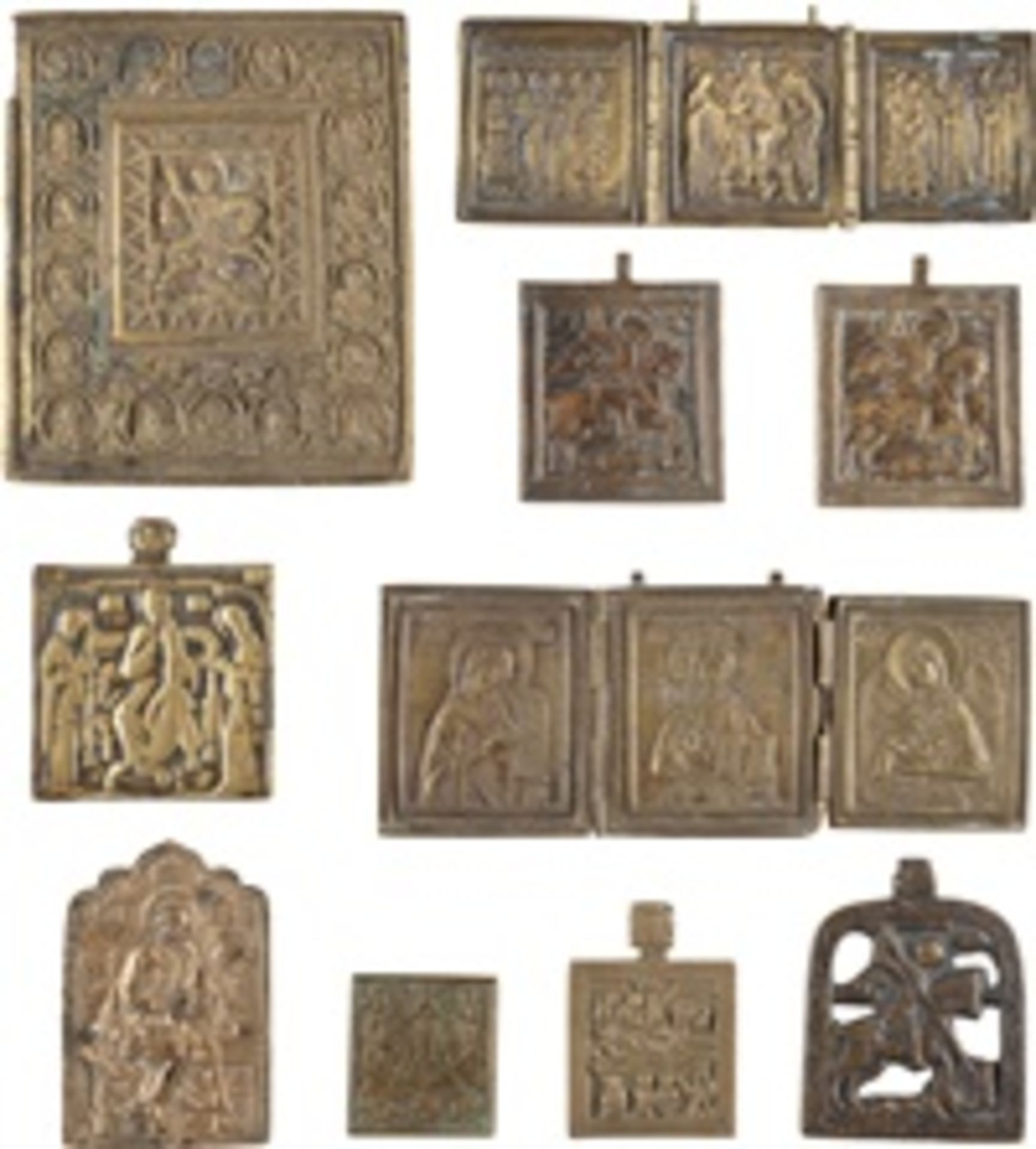 ZEHN BRONZE-IKONEN: DEESIS, AUSGEWÄHLTE HEILIGE UND HOCHFESTE DES ORTHODOXEN KIRCHENJAHRES - Image 2 of 3