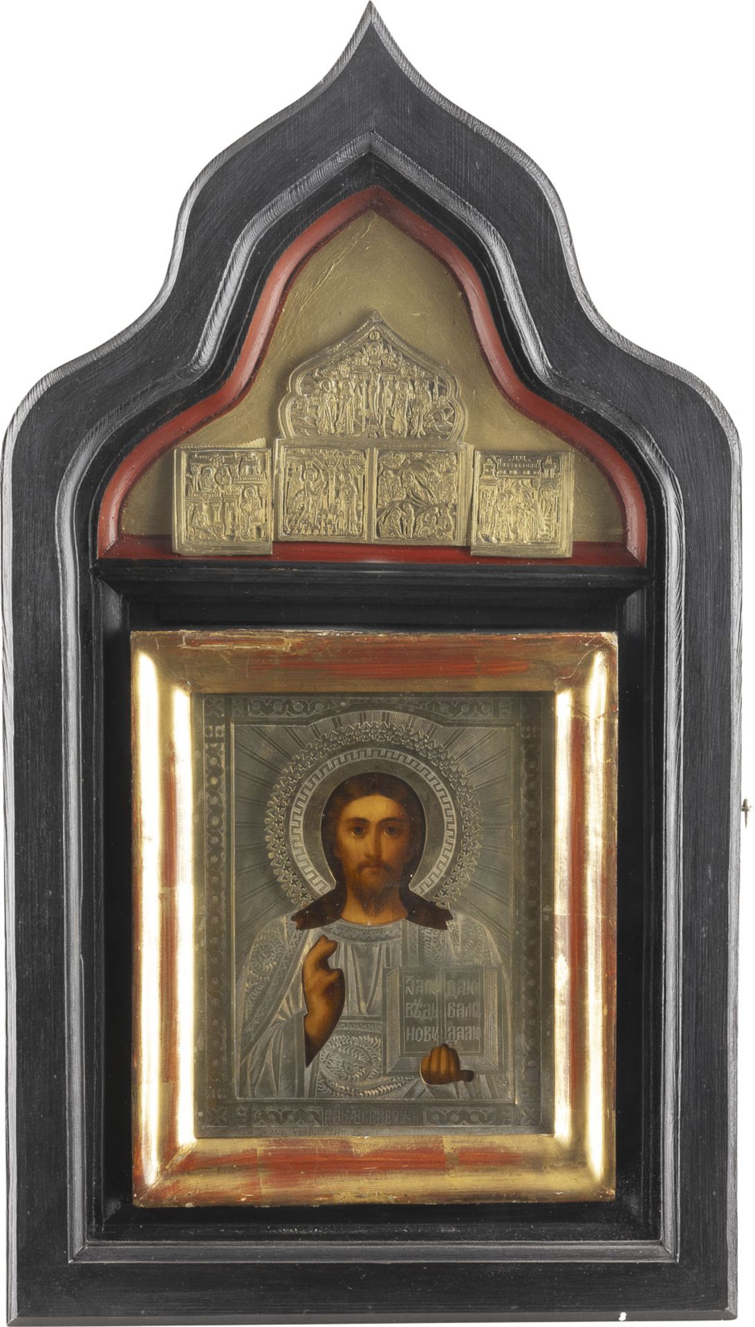 IKONE MIT CHRISTUS PANTOKRATOR MIT OKLAD IM KIOT  - Bild 3 aus 3