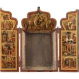 SEHR FEINES TRIPTYCHON MIT DEESIS UND HOCHFESTEN DES ORTHODOXEN KIRCHENJAHRES 