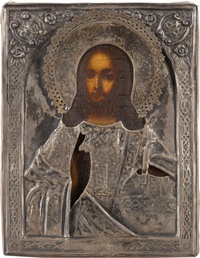 KLEINE IKONE MIT CHRISTUS PANTOKRATOR MIT SILBER-OKLAD - Image 2 of 3