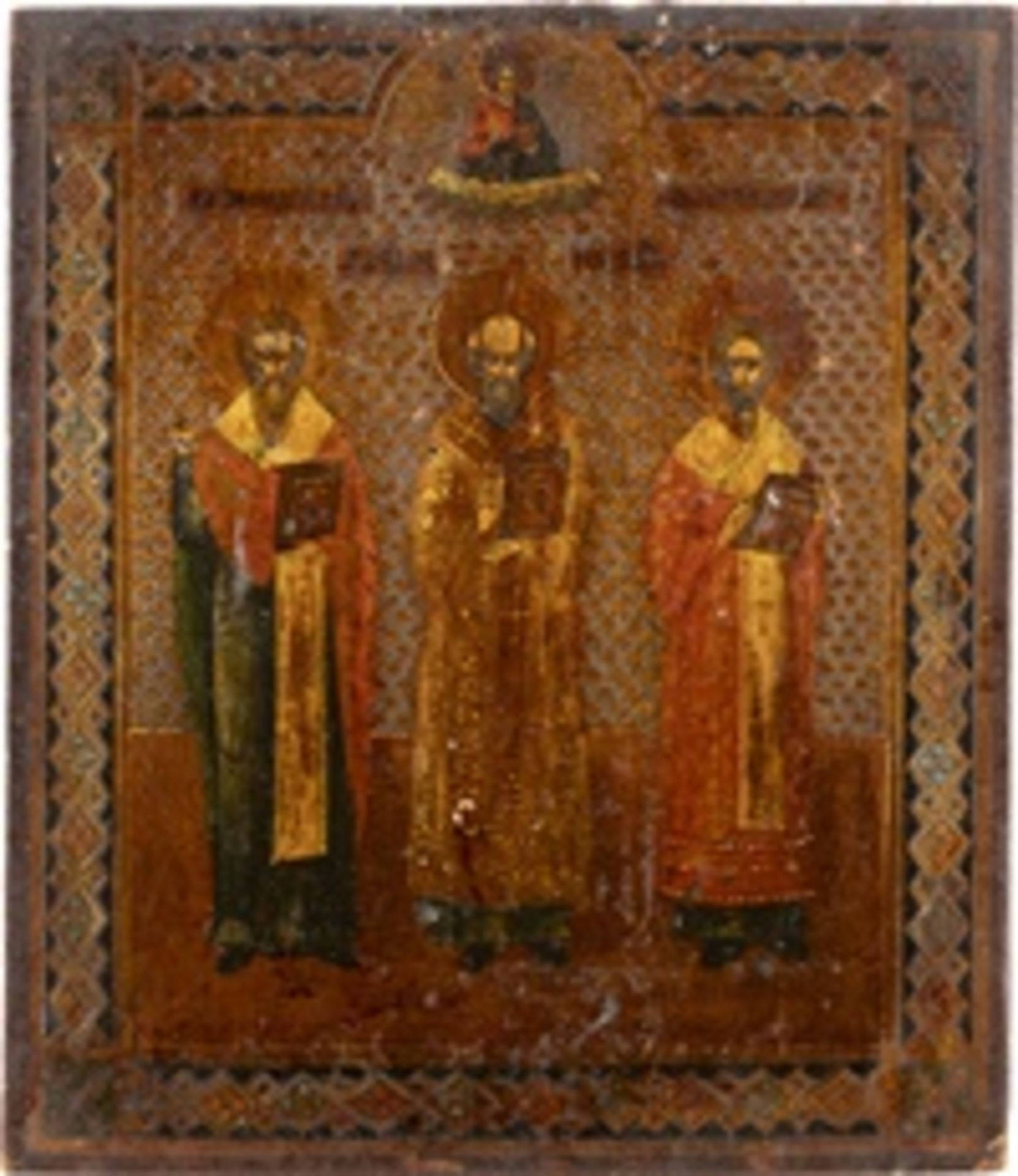 IKONE MIT DEN DREI HIERARCHEN BASILIUS DEM GROSSEN, GREGOR DEM THEOLOGEN UND JOHANNES CHRYSOSTOMUS - Image 2 of 3