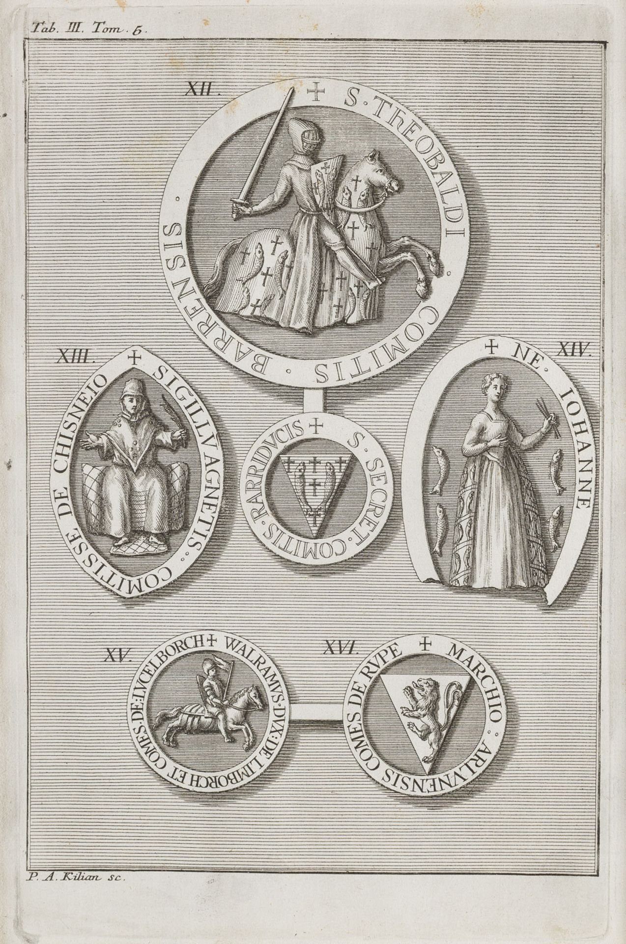 16 Siegel-Kupferstiche aus 'Sceaux et monnoies des Comtes et Ducs de Luxembourg et des Comtes de Chi - Image 3 of 5