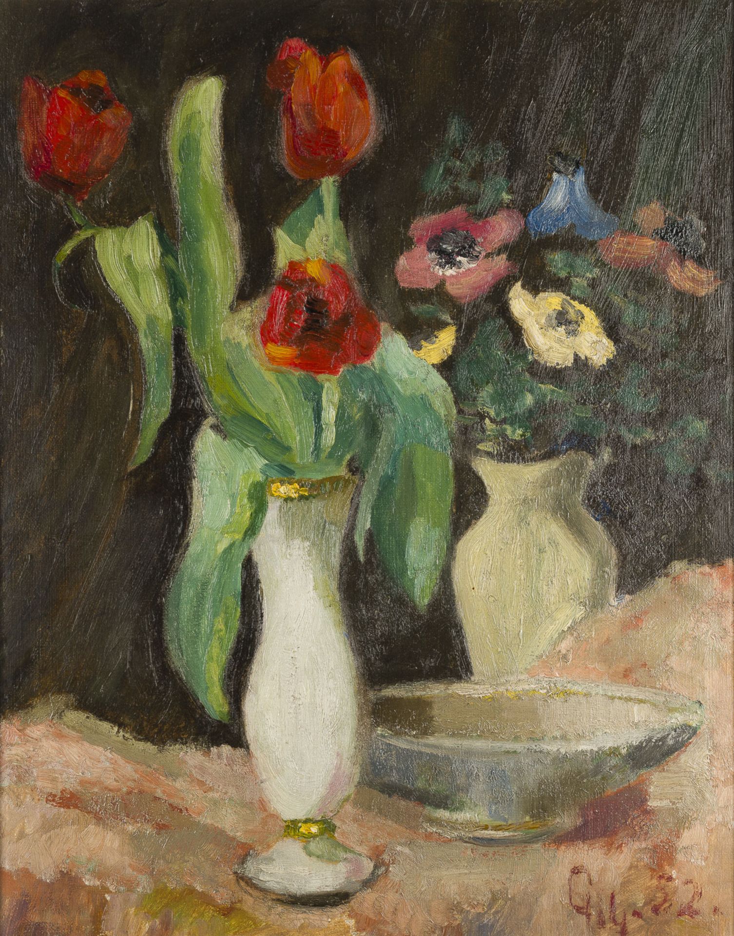 DEUTSCHER STILLLEBENMALER 'STILLLEBEN MIT TULPEN UND ANEMONEN' - Bild 2 aus 2