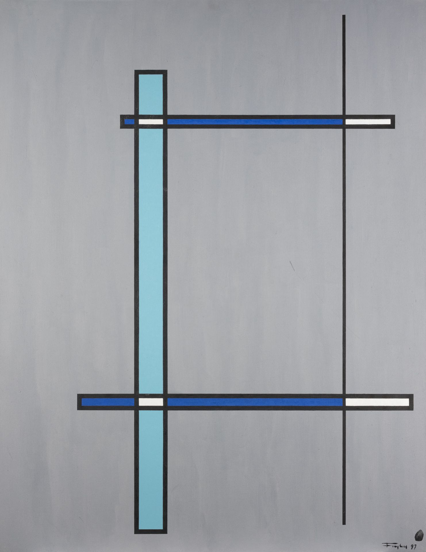 MODERNER KÜNSTLER KONVOLUT VON 5 GEMÄLDEN (GEOMETRISCHE KOMPOSITIONEN, 1997) - Bild 4 aus 5