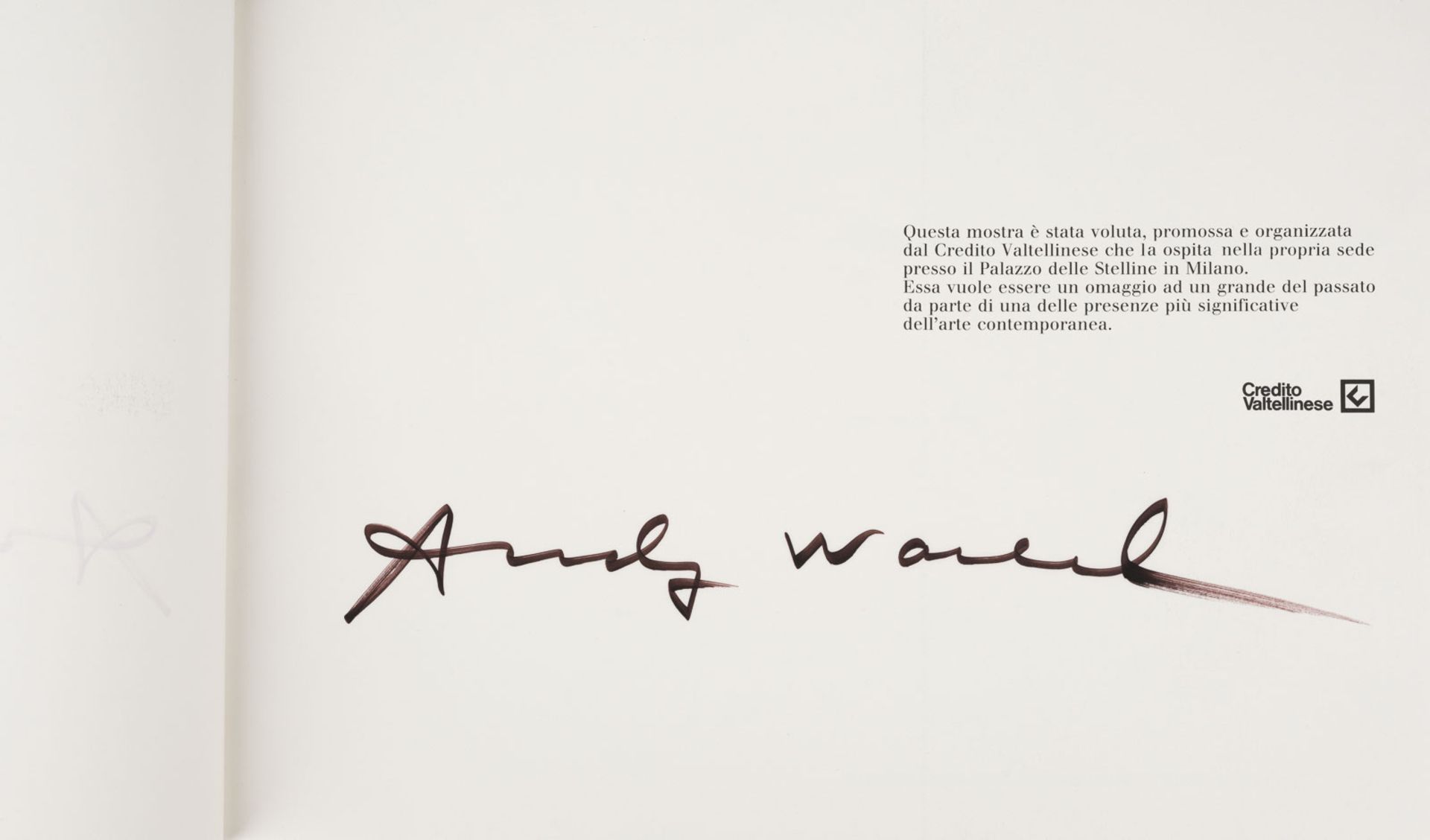 ANDY WARHOL HANDSIGNIERTER AUSSTELLUNGSKATALOG 'WARHOL IL CENACOLO' (1987) UND SIGNIERTE AUSGABE 'IN - Bild 3 aus 3