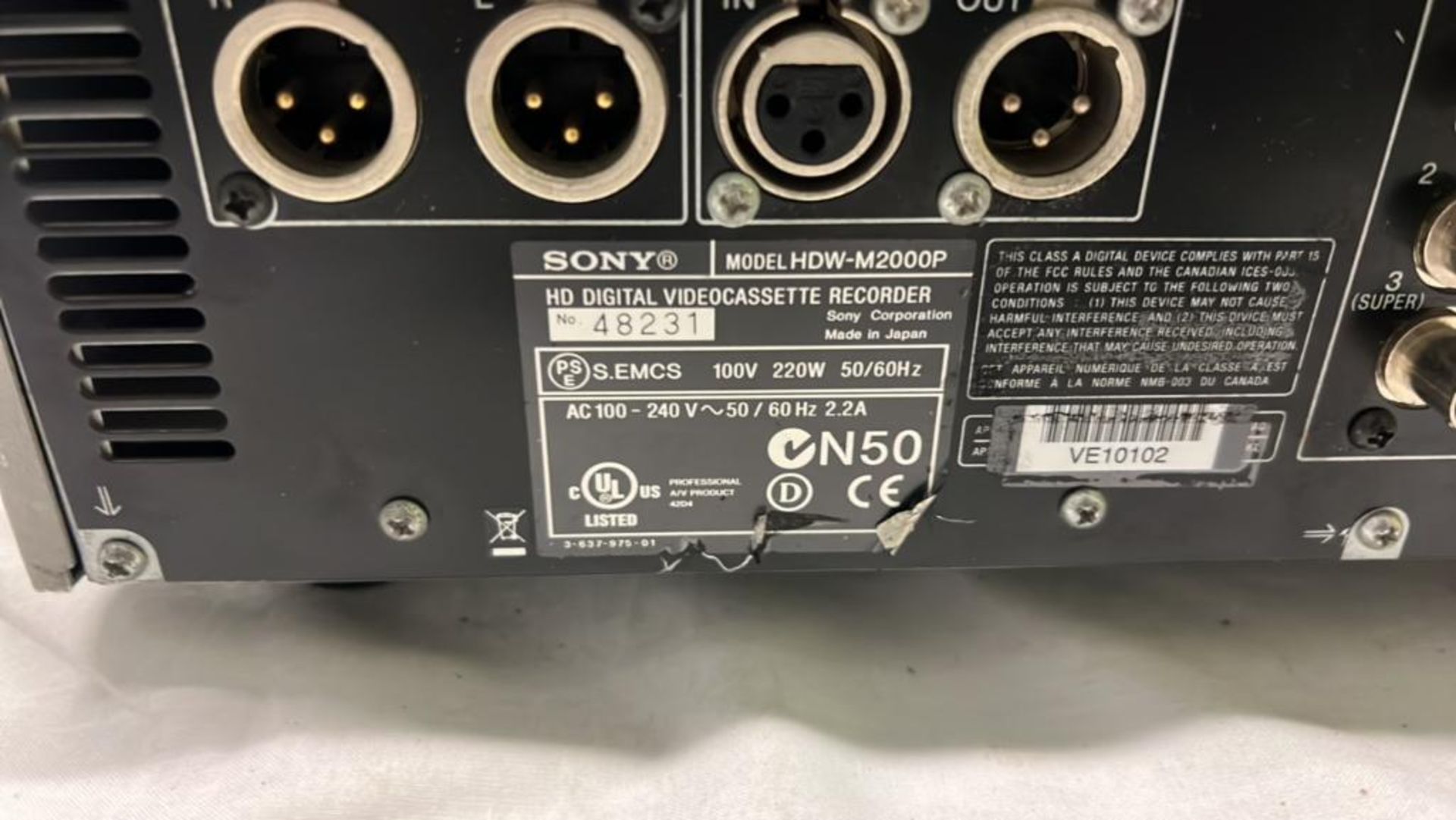Sony HDW-M2000-Studio Recorder with flight case SN: 48231 - Image 3 of 3