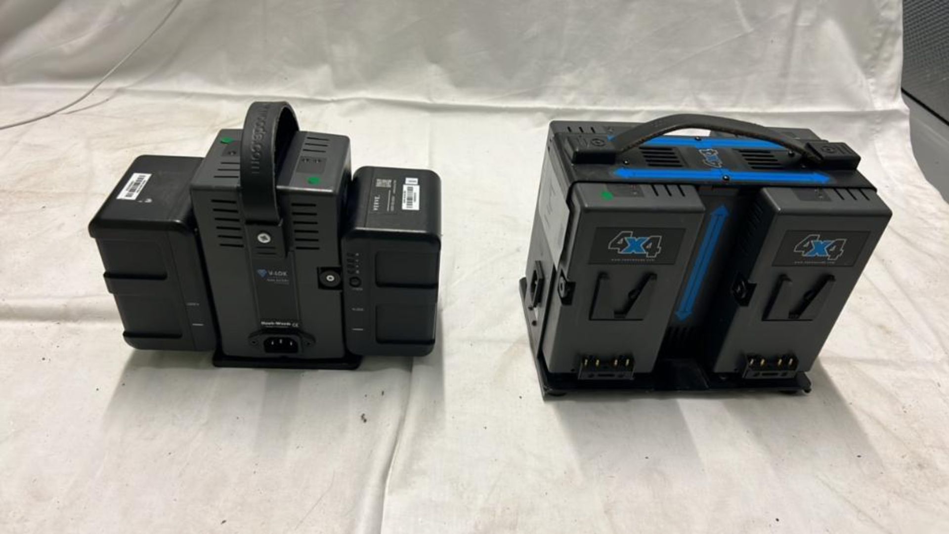 (2) Hawk-Woods VL Battery Chargers Hawk-Woods VL-4X4 V-Lock Charger and Hawk Woods 2X2 V-Lock Charge