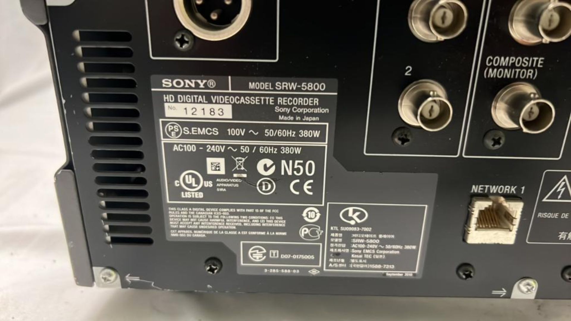 Sony SRW-5800/2 HDCAM Studio Recorder with flight case SN: 12183 - Image 3 of 3