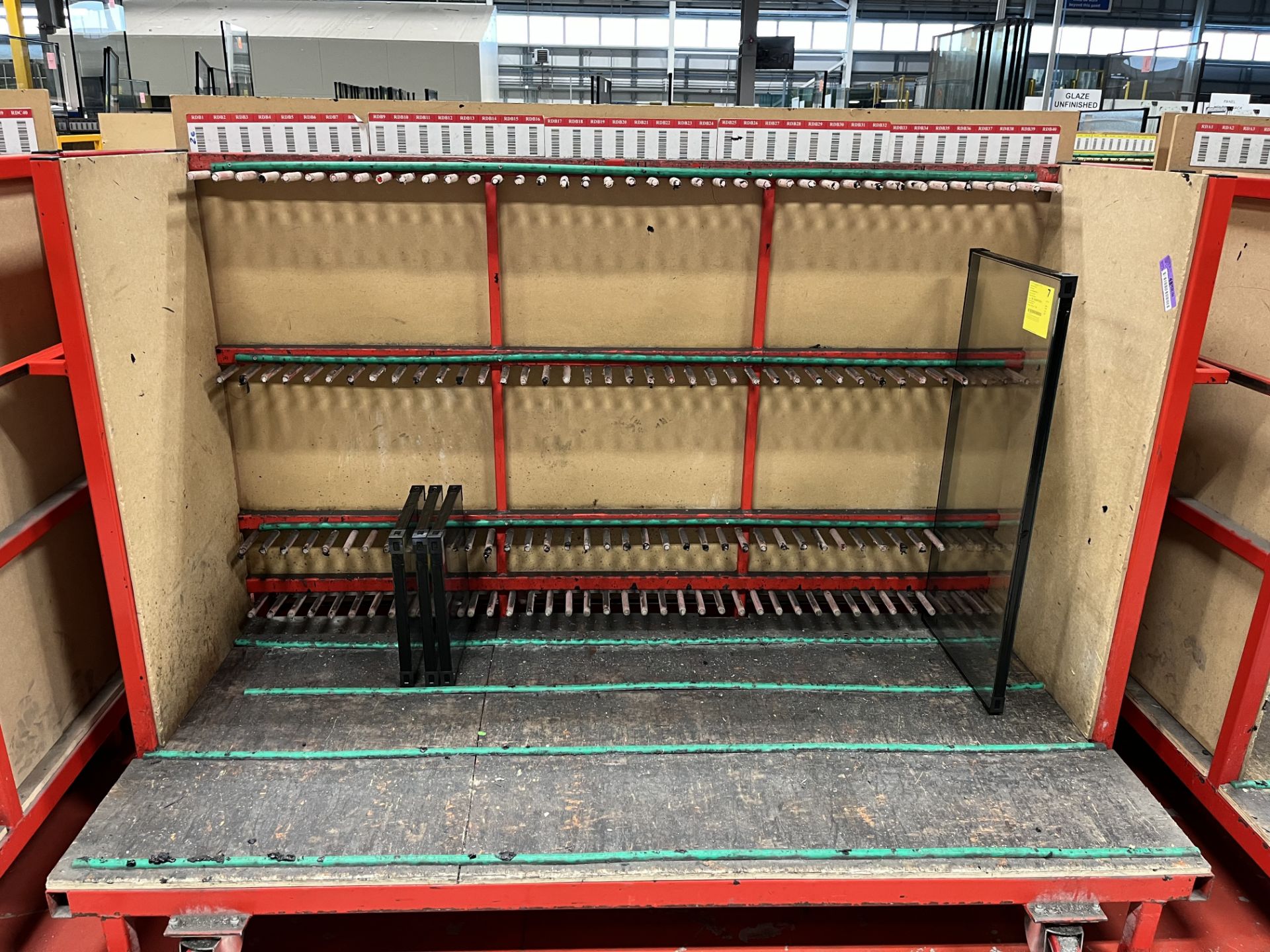 10, Steel fabricated Glazed unit storage trolleys, colour red, 40 locations, approx. size 1 x 2.1 x - Image 2 of 2