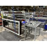 3, Steel fabricated uPVC door frame assembly benches. Components fed from rear with further location