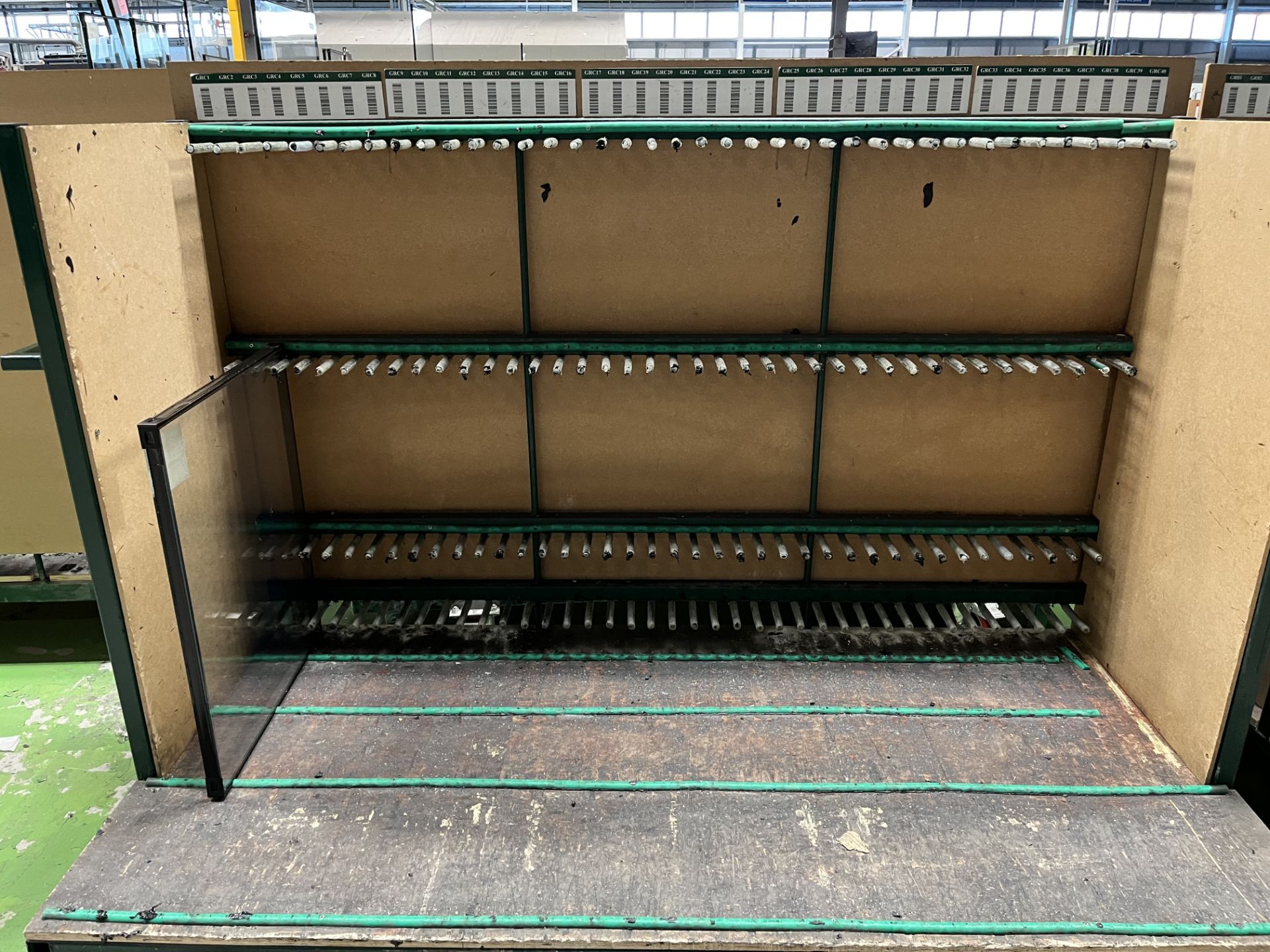 10, Steel fabricated Glazed unit storage trolleys, colour green, 40 locations, approx. size 1 x 2.1 - Image 2 of 2