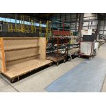 5 Various Stock Trolleys, Steel Single Sided Stock Rack, Steel Skip with Fork attachments and Conten