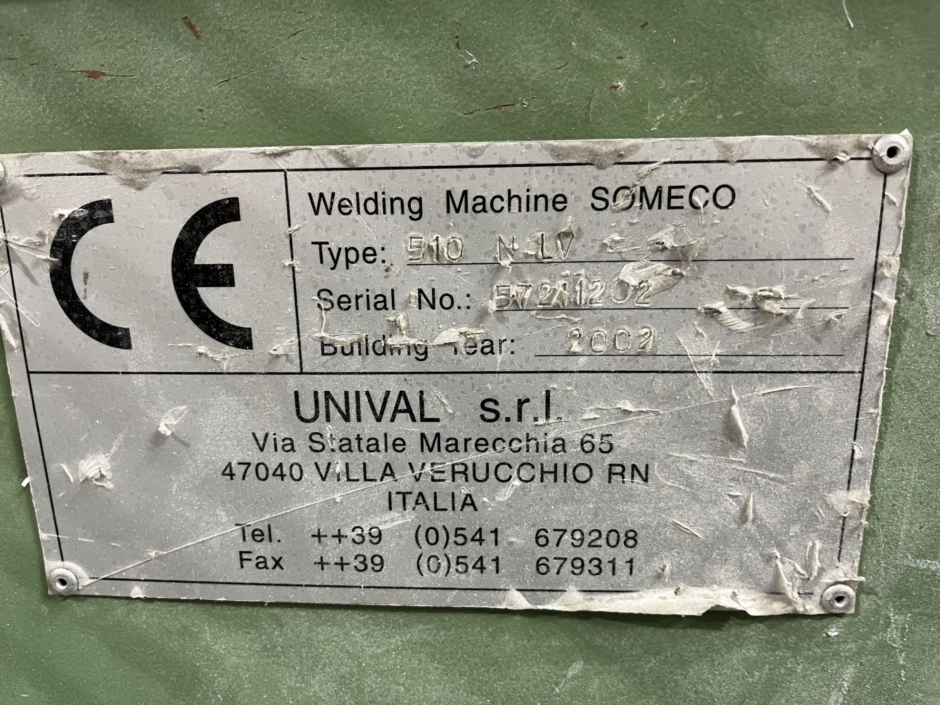 FT18 Someco Unival Model 510 NLV Single Head Welder Serial No. 57211202 (2002) - Image 2 of 2