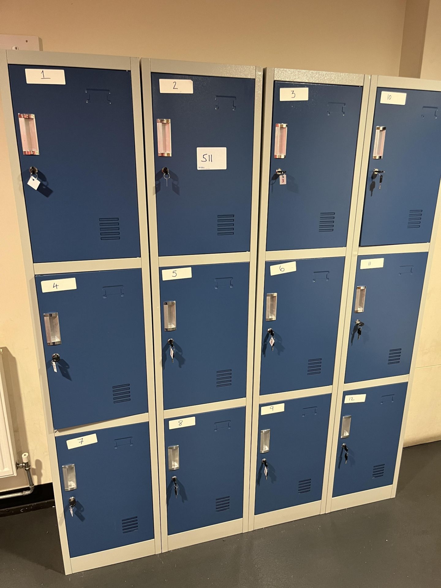 4, 3 Compartment Locker Units