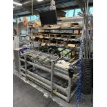 1, Aluminium extrusion fabricated kanban rack. Adjustable with components rear fed - 1 rear fed sect